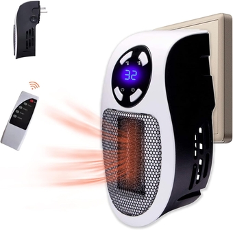 Plug in Heater for Indoor Use - 500W Smart Space Electric Fan Heater Wall Outlet Electric Space Heater,Fast Heating Small Plug In Wall Heater with Adjustable Thermostat, Timer, Led Display