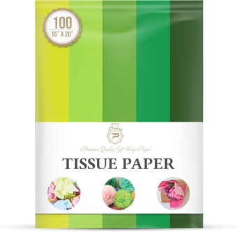 Green St Patricks Theme Tissue Paper for Gift Wrapping (5 Assorted Colors), Packaging, Floral, Birthday, Christmas, Halloween, DIY Crafts and More 15" X 20" 100 Sheets
