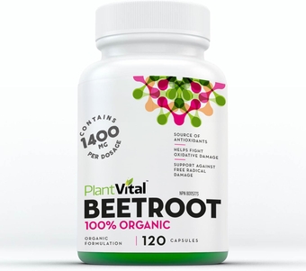 Organic Beet Root Powder Capsules - High Potency Super Beets 1400MG - Superfood Supplement for Antioxidant Support and Normal Blood Pressure, Non-GMO, 120 Vegan Beet Root Capsules