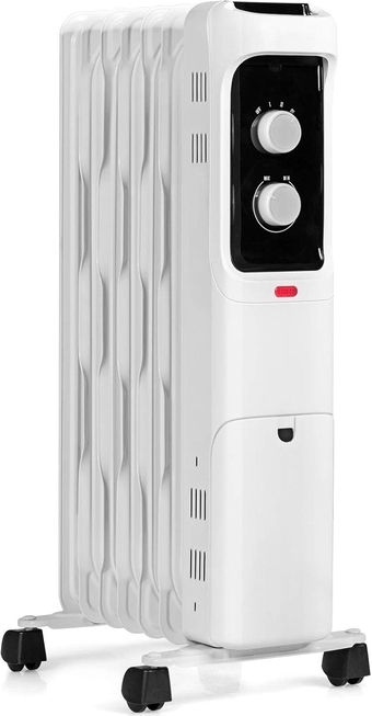 1500W Oil Filled Radiator Heater, Electric Space Heater with 3 Heating Modes, Adjustable Thermostat, Tip-Over & Overheat Protection, Powerful Oil Heater for Home and Office, White