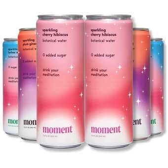 Moment Adaptogen Drink (Shark Tank) - Sparkling Combo Variety -  L-Theanine Ashwagandha & Ginseng - Focus & Stress Relief - 0 Add Sugar - Alcohol & Caffeine Free - No Preservative (11.5 fl oz 24-pack)