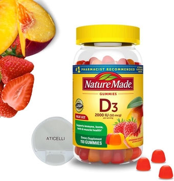 Vitamin Set! Nature Made Vitamin D3 2000 IU (50 mcg) - VItamin D Immune Support Gummies, Men Vitamins, Women's Vitamins, Supplement for Bone, Teeth Muscle & Immune Health, 150 Count Pill Case