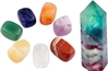 7 Charkra Stones+1.5"-2.5" Fluorite Tower Point