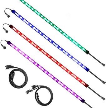 PC RGB LED Strip Light for Motherboard with 4 Pin RGB Header (+12V,G,R,B), Computer Case DIY Lighting for ASUS Aura Sync, Gigabyte RGB Fusion, MSI Mystic Light, ASRock RGB, 39cm 21 LED, 4pcs