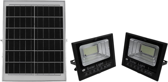 Solar Flood Light, IP67 Protection Timing Function Light Control Solar Lamp 12W 6V Fast Charging High Efficiency for Outdoor Lighting