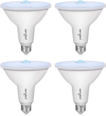 Motion Sensor Outdoor Light Dusk to Dawn Light Bulbs, LED Flood Lights Outdoor, Security Light E26 PAR38 Motion Activated 5000K Daylight, 1050LM, Waterproof, 4 Pack 4rd Gen