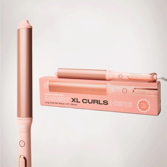 Hair Extra Long Oval Barrel Curling Iron with Tourmaline Ceramic Wand & Ionic Technology for Longer Looser Curls with Z-Formation | Best Hair Clamp Free Wand for Frizz Free Hollywood Blowout