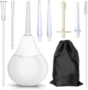 8Pcs Silicone Enema Bulb Kit Enema Nozzle Tip Attachment Enema Anales Douche Vaginal Female Wash Flusher, Clear Enema Applicator Squeeze Pump Bottle Ball Rectal Pear Syringe Colon Cleansing Men Women