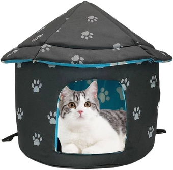 Stray Cats Shelter, Waterproof Outdoor Rabbit Dog House Foldable Warm Bunny Cave for Winter Yurt Wild Animal Tent Bed Anti-Slip Kitten Cave Hut for Feral Kitty Puppy Weatherproof