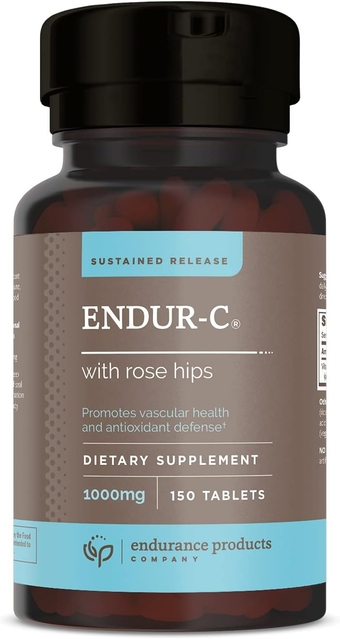 ENDUR-C® - 1000mg Sustained-Release Vitamin C Supplement for Optimal Absorption* - 150 Tablets - Ascorbic Acid with Rose Hips - Endurance Products Company