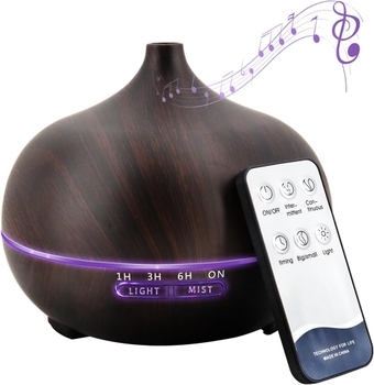 Essential Oil Diffuser with Bluetooth Speaker,400ml Aroma Diffuser,Aromatherapy Diffuser Humidifier with 4 Timer Waterless Auto Shut-Off Cool Mist Humidifier for Home Office
