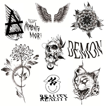 9 Sheets Neck Arm Temporary Tattoo Stickers, Wing Skull Demon Cat Flower Totem Fake Tattoos That Look Real and Last Long