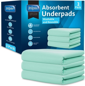 Super Absorbent Reusable Underpads Waterproof Incontinence Bed Pads Washable | Adult Incontinence Pads for Bed | Chucks Pads Washable (23" X 36" Reusable 3 Pack)