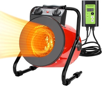 Greenhouse Heater with Digital Thermostat, Electric Portable Heater Fan for Green House, Grow Tent, Flower Room, Overheat Protection, Fast Heating (Red)