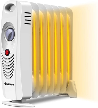 Oil Filled Radiator Heater, 700W Portable Space Heater with Adjustable Thermostat, Overheat Protection, Electric Heater for Bedroom, Indoor use
