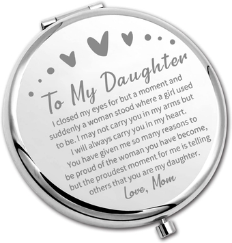 to My Daughter Compact Mirror from Mom Dad Daughter Graduation Gift Daughter Inspirational Pocket Mirror (Daughter Closed MM)