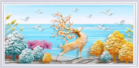 800W Wall Mounted Convection Panel Heater Electric Heater Wall-Mounted Mural Painting Heating Slient Low Energy Heater with Overheat Protection for Living Room Bedroom Bathroom,F