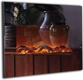 80008 - Onyx Electric Fireplace - (Mirror) - 50 Inch Wide – On Wall Hanging - 5 Flame Settings - Realistic Flame - 1500/750 Watt Heater - Log & Crystal Included – Timer & Remote