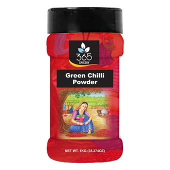 Green Chilli Powder I Hari Mirchi I Pure and Natural Ground Spice Masala I Ready to Use I Vegan I Gluten Free I NON-GMO I No Colors I Indian Chili Seasoning (1Kg Jar)
