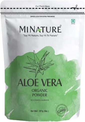 100% Organic Aloe Vera Powder USDA Certified by mi Nature - 8 OZ / 227 g / 1/2 lb | Aloe Barbadensis | Vegan | Non GMO