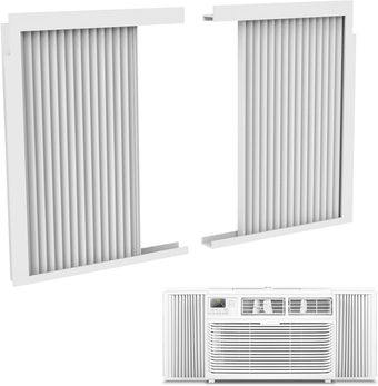 Window Air Conditioner Side Panels with Frame,Window AC Accordion Filler Curtain Kit,Adjustable Insulation Panels for Window AC Seal Replacement Screen (22,000 BTU)