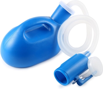 Portable Urinals for Men  Men's Urinal Bottle Spill Proof Male Pee Bottle Urine Bottles 68 OZ for Hospital Home Camping Car Travel 45" Long Hose with Lid (Blue)