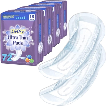 Incontinence Ultra Thin Pads for Women | Leak Protection and Odor Control | Extra Absorbent (Maximum 72-Count)