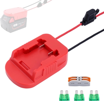 Power Wheel Adapter Compatible with Milwaukee M18 18V Battery Converter with Fuses & Wire Terminals Power Adapter Connector for DIY RC Car Toys, Robotics and Rc Truck
