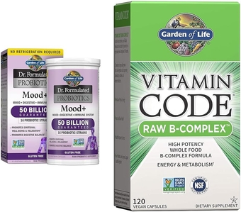 Dr. Formulated Probiotics Mood+ Acidophilus Probiotic Supplement & Vitamin B Complex - Vitamin Code Raw B Complex - 120 Vegan Capsules