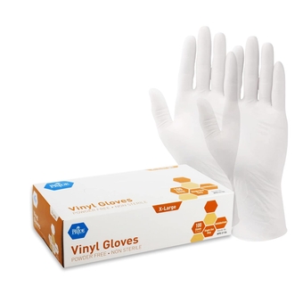 Med  Vinyl Gloves| X-Large Box of 100| 4.3 mil Thick, Powder-Free, Non-Sterile, Heavy Duty Disposable Gloves| Professional Grade for Healthcare, Medical, Food Handling, and More