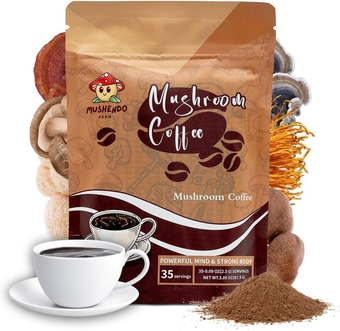 6 Mushroom Coffee: Lion'S Mane, Cordyceps, Turkey Tail, Shiitake, Reishi & King Trumpet - Instant Mushroom Coffee - Arabica - 35 Servings - 3.09 oz