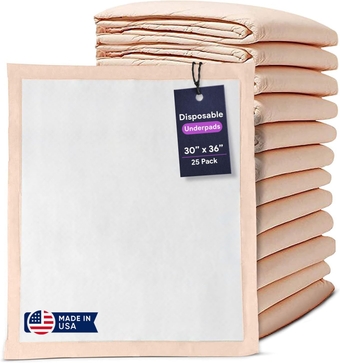 Premium Disposable Chucks Underpads 25 Pack, 30" x 36" - Highly Absorbent Bed Pads for Incontinence and Senior Care - Peach Color - Leak Proof Protection