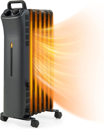 1500W Oil Filled Radiator Heater, Electric Space Heater with 3 Heating Modes, Adjustable Thermostat, Tip Over & Overheat Protection, Portable Oil Heater for Indoor Use (Black)