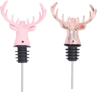 2pcs Deer Head Wine Pourer Zinc Alloy Pourer Animal Wine Pourer Filter Wine Stopper Wedding Wine Decorative Bottle Stopper Practical Wine Aerator Animals Wine Bottle Pourer Glass