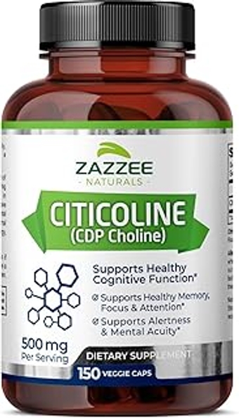 Extra Strength Citicoline, 500 mg per Serving, 150 Vegan Capsules, 75 Day Supply, Superior CDP Choline Form, 100% V...
