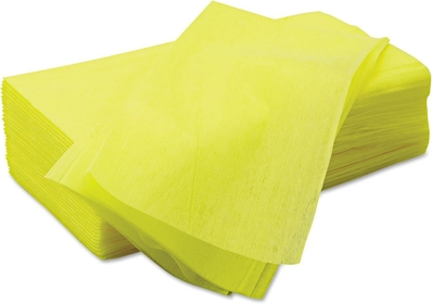 Pack of 100 Dust Clothes Chicopee 0912 Masslinn 12" x 24" Yellow Dusting Wiper Cloth for Furniture, Printers, Electronics, No Spray Needed