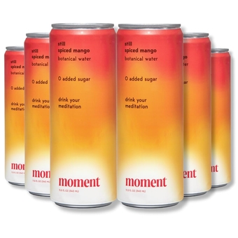 Moment Adaptogen Drink (Shark Tank) - Still Spiced Mango. Contains L-Theanine and Ashwagandha for Focus & Stress Relief. 0 Added Sugar. 15 Calories. Alcohol & Caffeine Free. No Preservatives (11.5 fl