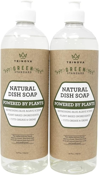 Natural Dish Soap Organic Formula - for Cleaning Dishes & Washing All Kitchen Items. Powerful & Eco Friendly Cleaner (2 Pack of 24 oz Bottles)