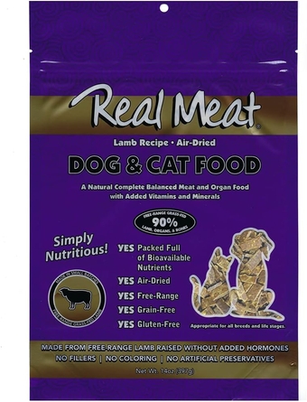 Real Meat Air Dried Cat Food & Dog Food w/Real Lamb - 14oz of USA-Crafted Grain-Free Dry Dog & Cat Food Sourced from Hormone-Free, Free-Range, Grass-Fed Lamb - All Natural, High Protein Pet Food