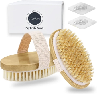 2 Pack Dry Body Brushing Brush with 2 Free Hooks Exfoliating Brush Dry Brush Improve Circulation Shower Brush Body Scrubber for Beautiful Skin Dry Brush Body Brush for Lymphatic Drainage by
