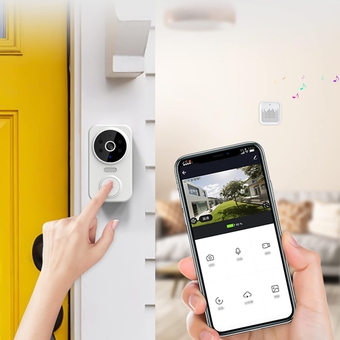 Smart Wireless Remote Video Doorbell Intelligent Visual Doorbell Wireless Video Doorbell Home Intercom Hd Night Vision Ring Camera WiFi Rechargeable Security Doorbell for Home# D