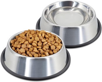 Stainless Steel Dog Bowl No Mess Non Spill Dog Water Bowl Rubber Base Dog Bowls for Medium Sized Dog, Food and Water Dish, Pet Food Holder, 22 cm, 2 Pack