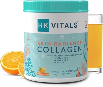 Healthkart HK Vitals Skin Radiance Skin Collagen | Powder with Vitamin C, E & Biotin | Orange