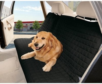 Quilted Design%100 Waterproof Premium Quality Bench Car Seat Protector Cover (Entire Rear Seat) for Pets - Ties to Stop Slipping Off The Bench, Black
