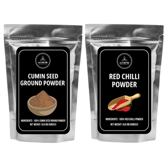 Naturevibe Botanicals Cumin Seed Powder, 5lb and Red Chilli Powder, 5lbs| Bulk Combo