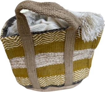 Jute Basket with Handles - Baskets for Blankets, Storage Bins for Shoes, Laundry, and More - Decorative Baskets for Bedroom Living Room Home Decor and Toy Baskets for Kids Rooms