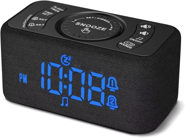 R4 Alarm Clock and White/Pink/Brown Noise Machine, Dual Alarm with 7 Loud Ringtones, 12 Soothing Natural Sounds, Sleep Timer, Adjustable Volume, Dimmable LED Digits for Bedroom, Adults, Travel