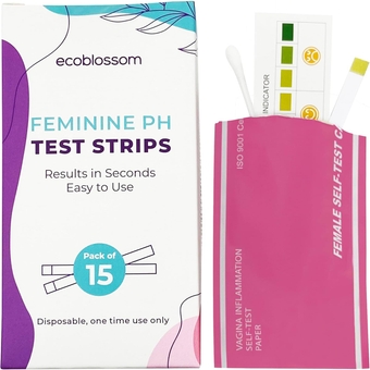 Ecoblossom Vaginal pH Test Strips for Women - Check pH Balance - Monitor Bacterial Vaginosis BV Treatment - Prevent Yeast Infection UTI - Fast Accurate Results, Individual Sealed Pouch (15 Count)
