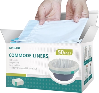 Commode Liners Disposable, Value Pack 50 Count Universal Fit, Bedside Commode Liners, Portable Toilet Bags for Adult, Leak Proof & Odorless, No Absorbent Pads