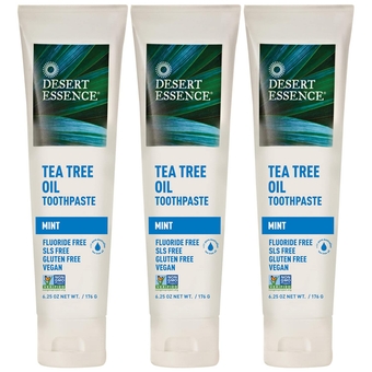 Tea Tree Oil & Mint Toothpaste, Peppermint, 6.25 oz (Pack of 3) Fluoride Free, Gluten Free, Vegan, Non-GMO - with Baking Soda for Deep Cleaning & Healthy Teeth & Gums, Fresh Breath